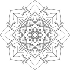 Easy Mandala coloring book simple and basic for beginners, seniors and children. Set of Mehndi flower pattern for Henna drawing and tattoo. Decoration in ethnic oriental, Indian style.