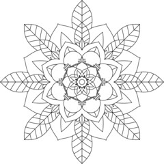 Easy Mandala coloring book simple and basic for beginners, seniors and children. Set of Mehndi flower pattern for Henna drawing and tattoo. Decoration in ethnic oriental, Indian style.