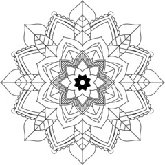 Easy Mandala coloring book simple and basic for beginners, seniors and children. Set of Mehndi flower pattern for Henna drawing and tattoo. Decoration in ethnic oriental, Indian style.