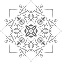 Easy Mandala coloring book simple and basic for beginners, seniors and children. Set of Mehndi flower pattern for Henna drawing and tattoo. Decoration in ethnic oriental, Indian style.