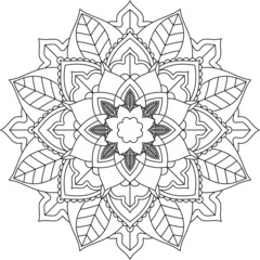 Easy Mandala coloring book simple and basic for beginners, seniors and children. Set of Mehndi flower pattern for Henna drawing and tattoo. Decoration in ethnic oriental, Indian style.