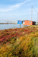 fishing workers po delta regional park comacchio iitaly