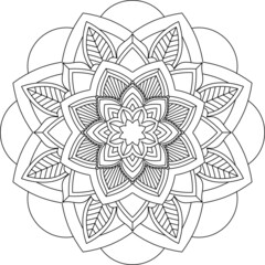 Easy Mandala coloring book simple and basic for beginners, seniors and children. Set of Mehndi flower pattern for Henna drawing and tattoo. Decoration in ethnic oriental, Indian style.