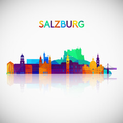 Fototapeta premium Salzburg skyline silhouette in colorful geometric style. Symbol for your design. Vector illustration.