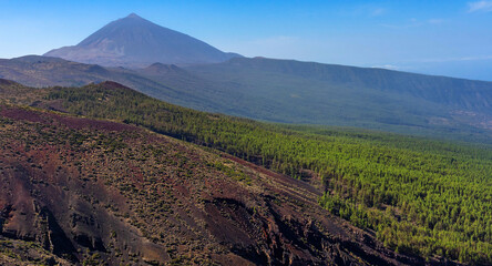 Landscape scenery overlooking the Volcano mountain of Teide, Tenerife, Spain