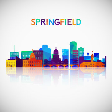 Springfield Skyline Silhouette In Colorful Geometric Style. Symbol For Your Design. Vector Illustration.