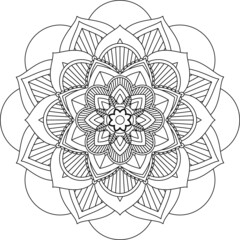 Easy Mandala coloring book simple and basic for beginners, seniors and children. Set of Mehndi flower pattern for Henna drawing and tattoo. Decoration in ethnic oriental, Indian style.