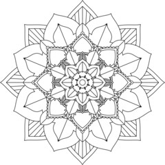Easy Mandala coloring book simple and basic for beginners, seniors and children. Set of Mehndi flower pattern for Henna drawing and tattoo. Decoration in ethnic oriental, Indian style.