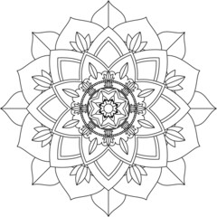 Easy Mandala coloring book simple and basic for beginners, seniors and children. Set of Mehndi flower pattern for Henna drawing and tattoo. Decoration in ethnic oriental, Indian style.