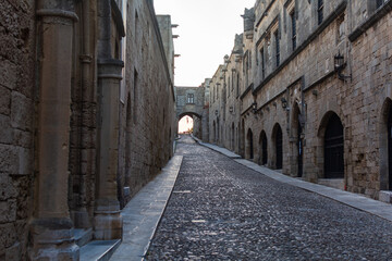 Fototapeta na wymiar Old town of Rhodes , Greece -25oct-2020 : Historical streets of old town Rhodes Dodecanese, Greece