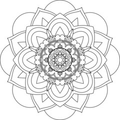 Easy Mandala coloring book simple and basic for beginners, seniors and children. Set of Mehndi flower pattern for Henna drawing and tattoo. Decoration in ethnic oriental, Indian style.