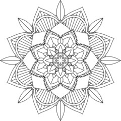 Easy Mandala coloring book simple and basic for beginners, seniors and children. Set of Mehndi flower pattern for Henna drawing and tattoo. Decoration in ethnic oriental, Indian style.