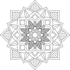 Easy Mandala coloring book simple and basic for beginners, seniors and children. Set of Mehndi flower pattern for Henna drawing and tattoo. Decoration in ethnic oriental, Indian style.