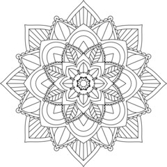 Easy Mandala coloring book simple and basic for beginners, seniors and children. Set of Mehndi flower pattern for Henna drawing and tattoo. Decoration in ethnic oriental, Indian style.