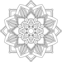 Easy Mandala coloring book simple and basic for beginners, seniors and children. Set of Mehndi flower pattern for Henna drawing and tattoo. Decoration in ethnic oriental, Indian style.