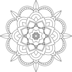 Easy Mandala coloring book simple and basic for beginners, seniors and children. Set of Mehndi flower pattern for Henna drawing and tattoo. Decoration in ethnic oriental, Indian style.