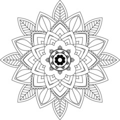 Easy Mandala coloring book simple and basic for beginners, seniors and children. Set of Mehndi flower pattern for Henna drawing and tattoo. Decoration in ethnic oriental, Indian style.