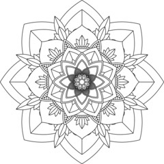 Easy Mandala coloring book simple and basic for beginners, seniors and children. Set of Mehndi flower pattern for Henna drawing and tattoo. Decoration in ethnic oriental, Indian style.