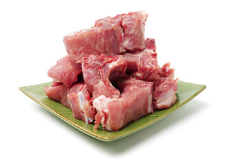 Raw Pork vertebra Isolated On White Background