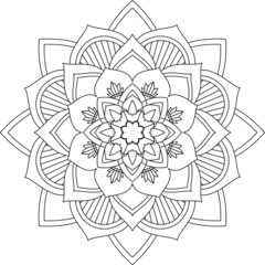 Easy Mandala coloring book simple and basic for beginners, seniors and children. Set of Mehndi flower pattern for Henna drawing and tattoo. Decoration in ethnic oriental, Indian style.