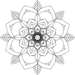Easy Mandala coloring book simple and basic for beginners, seniors and children. Set of Mehndi flower pattern for Henna drawing and tattoo. Decoration in ethnic oriental, Indian style.