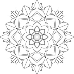 Easy Mandala coloring book simple and basic for beginners, seniors and children. Set of Mehndi flower pattern for Henna drawing and tattoo. Decoration in ethnic oriental, Indian style.
