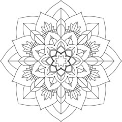 Easy Mandala coloring book simple and basic for beginners, seniors and children. Set of Mehndi flower pattern for Henna drawing and tattoo. Decoration in ethnic oriental, Indian style.