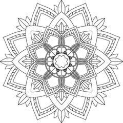 Easy Mandala coloring book simple and basic for beginners, seniors and children. Set of Mehndi flower pattern for Henna drawing and tattoo. Decoration in ethnic oriental, Indian style.