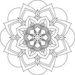 Easy Mandala coloring book simple and basic for beginners, seniors and children. Set of Mehndi flower pattern for Henna drawing and tattoo. Decoration in ethnic oriental, Indian style.