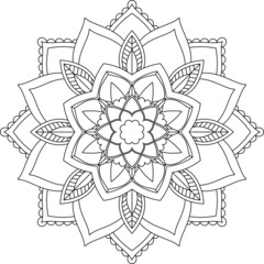 Easy Mandala coloring book simple and basic for beginners, seniors and children. Set of Mehndi flower pattern for Henna drawing and tattoo. Decoration in ethnic oriental, Indian style.