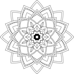 Easy Mandala coloring book simple and basic for beginners, seniors and children. Set of Mehndi flower pattern for Henna drawing and tattoo. Decoration in ethnic oriental, Indian style.