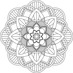 Fototapeta premium Easy Mandala coloring book simple and basic for beginners, seniors and children. Set of Mehndi flower pattern for Henna drawing and tattoo. Decoration in ethnic oriental, Indian style.