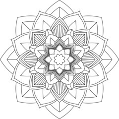 Easy Mandala coloring book simple and basic for beginners, seniors and children. Set of Mehndi flower pattern for Henna drawing and tattoo. Decoration in ethnic oriental, Indian style.