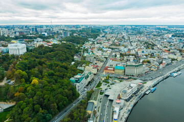 Fototapeta premium Beautiful view on Dnieper River quay and Kyiv city.