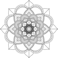 Easy Mandala coloring book simple and basic for beginners, seniors and children. Set of Mehndi flower pattern for Henna drawing and tattoo. Decoration in ethnic oriental, Indian style.