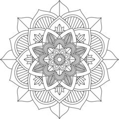 Easy Mandala coloring book simple and basic for beginners, seniors and children. Set of Mehndi flower pattern for Henna drawing and tattoo. Decoration in ethnic oriental, Indian style.