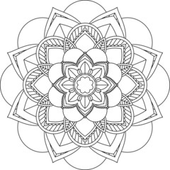Easy Mandala coloring book simple and basic for beginners, seniors and children. Set of Mehndi flower pattern for Henna drawing and tattoo. Decoration in ethnic oriental, Indian style.