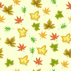 seamless vector pattern created with autumn leaves