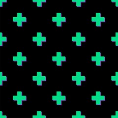 Fototapeta na wymiar neon crosses seamless pattern on black background.Seamless pattern with Christian crosses on black background.neon crosses, print, poster, wrapping paper