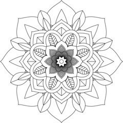 Easy Mandala coloring book simple and basic for beginners, seniors and children. Set of Mehndi flower pattern for Henna drawing and tattoo. Decoration in ethnic oriental, Indian style.