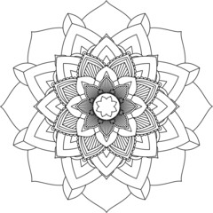 Fototapeta premium Easy Mandala coloring book simple and basic for beginners, seniors and children. Set of Mehndi flower pattern for Henna drawing and tattoo. Decoration in ethnic oriental, Indian style.