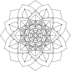 Fototapeta premium Easy Mandala coloring book simple and basic for beginners, seniors and children. Set of Mehndi flower pattern for Henna drawing and tattoo. Decoration in ethnic oriental, Indian style.