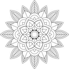 Easy Mandala coloring book simple and basic for beginners, seniors and children. Set of Mehndi flower pattern for Henna drawing and tattoo. Decoration in ethnic oriental, Indian style.