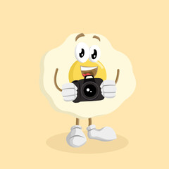 Egg Logo mascot with camera pose