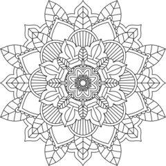 Easy Mandala coloring book simple and basic for beginners, seniors and children. Set of Mehndi flower pattern for Henna drawing and tattoo. Decoration in ethnic oriental, Indian style.