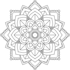 Fototapeta premium Easy Mandala coloring book simple and basic for beginners, seniors and children. Set of Mehndi flower pattern for Henna drawing and tattoo. Decoration in ethnic oriental, Indian style.
