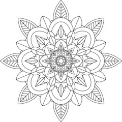 Easy Mandala coloring book simple and basic for beginners, seniors and children. Set of Mehndi flower pattern for Henna drawing and tattoo. Decoration in ethnic oriental, Indian style.