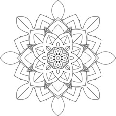 Easy Mandala coloring book simple and basic for beginners, seniors and children. Set of Mehndi flower pattern for Henna drawing and tattoo. Decoration in ethnic oriental, Indian style.