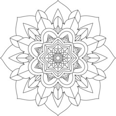 Easy Mandala coloring book simple and basic for beginners, seniors and children. Set of Mehndi flower pattern for Henna drawing and tattoo. Decoration in ethnic oriental, Indian style.