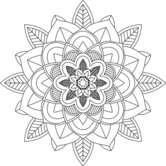 Easy Mandala coloring book simple and basic for beginners, seniors and children. Set of Mehndi flower pattern for Henna drawing and tattoo. Decoration in ethnic oriental, Indian style.